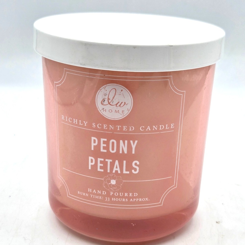 DW Home PEONY PETALS Richly Scented Candle 9.2 oz Hand Poured Single Wick NEW